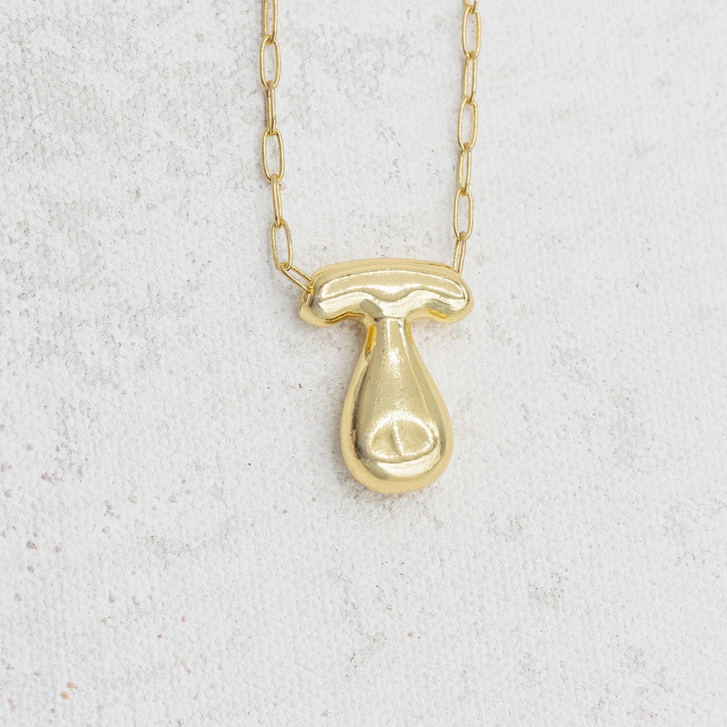 Gold bubble necklace with letters