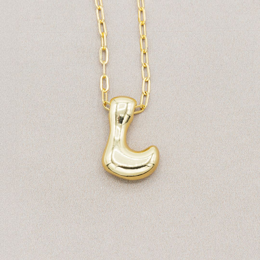 Gold bubble necklace with letters