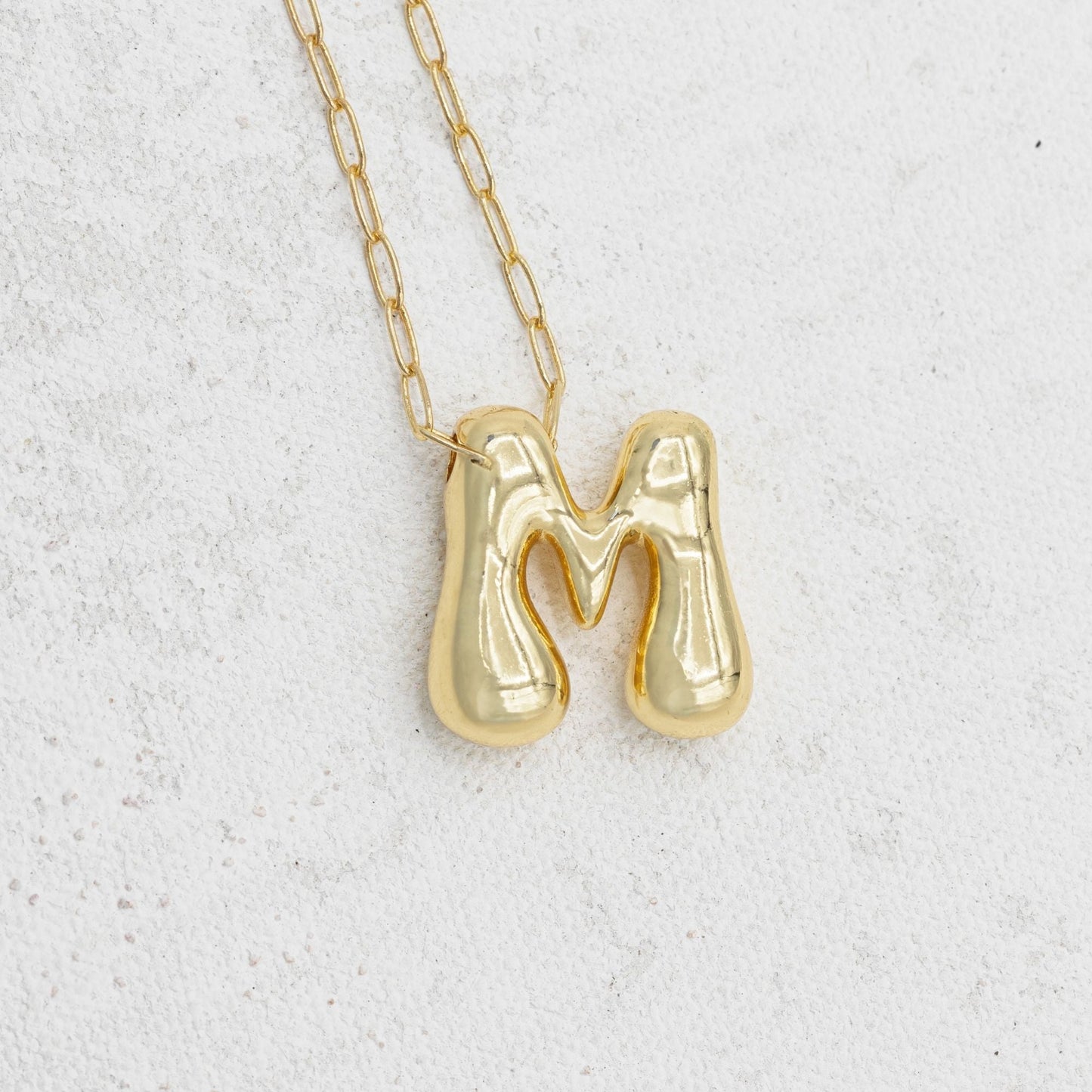 Gold bubble necklace with letters