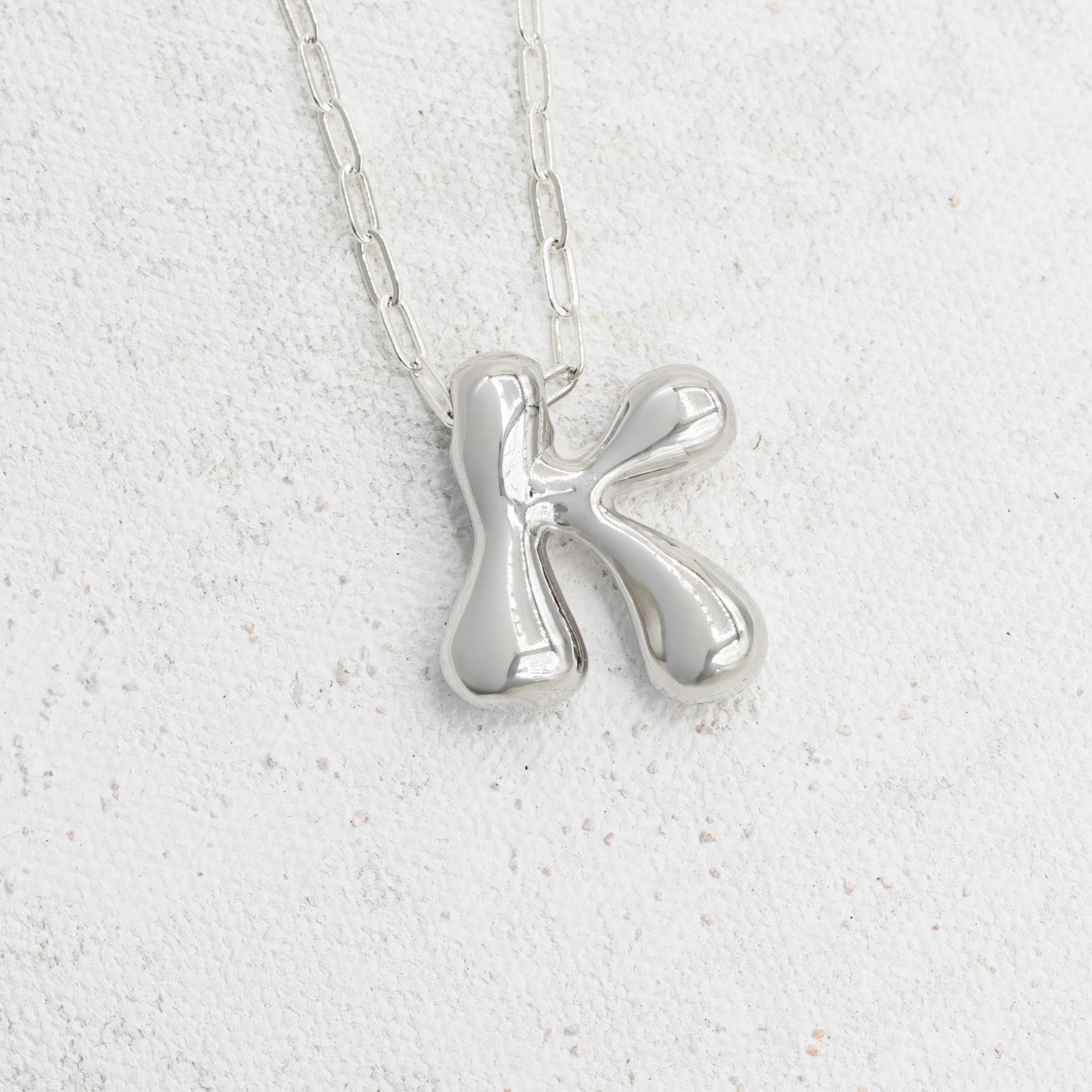 Silver bubble necklace with letters