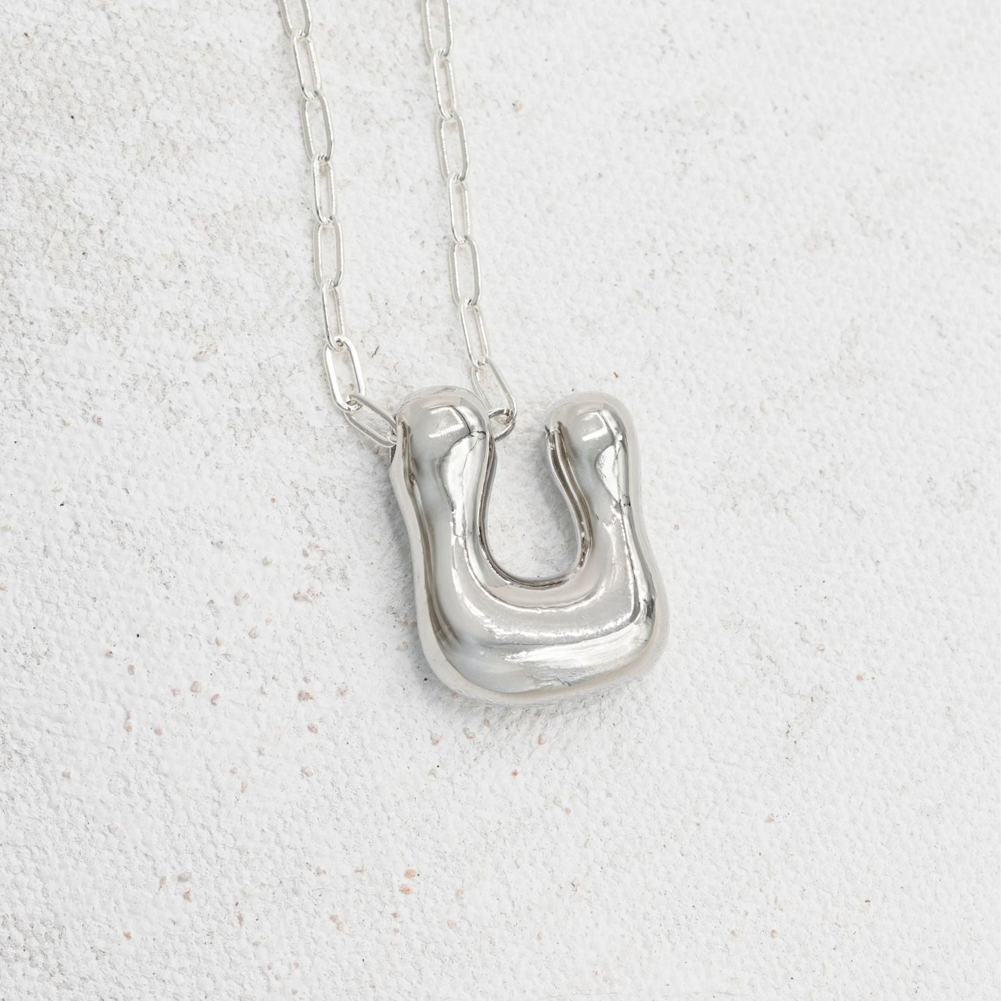 Silver bubble necklace with letters