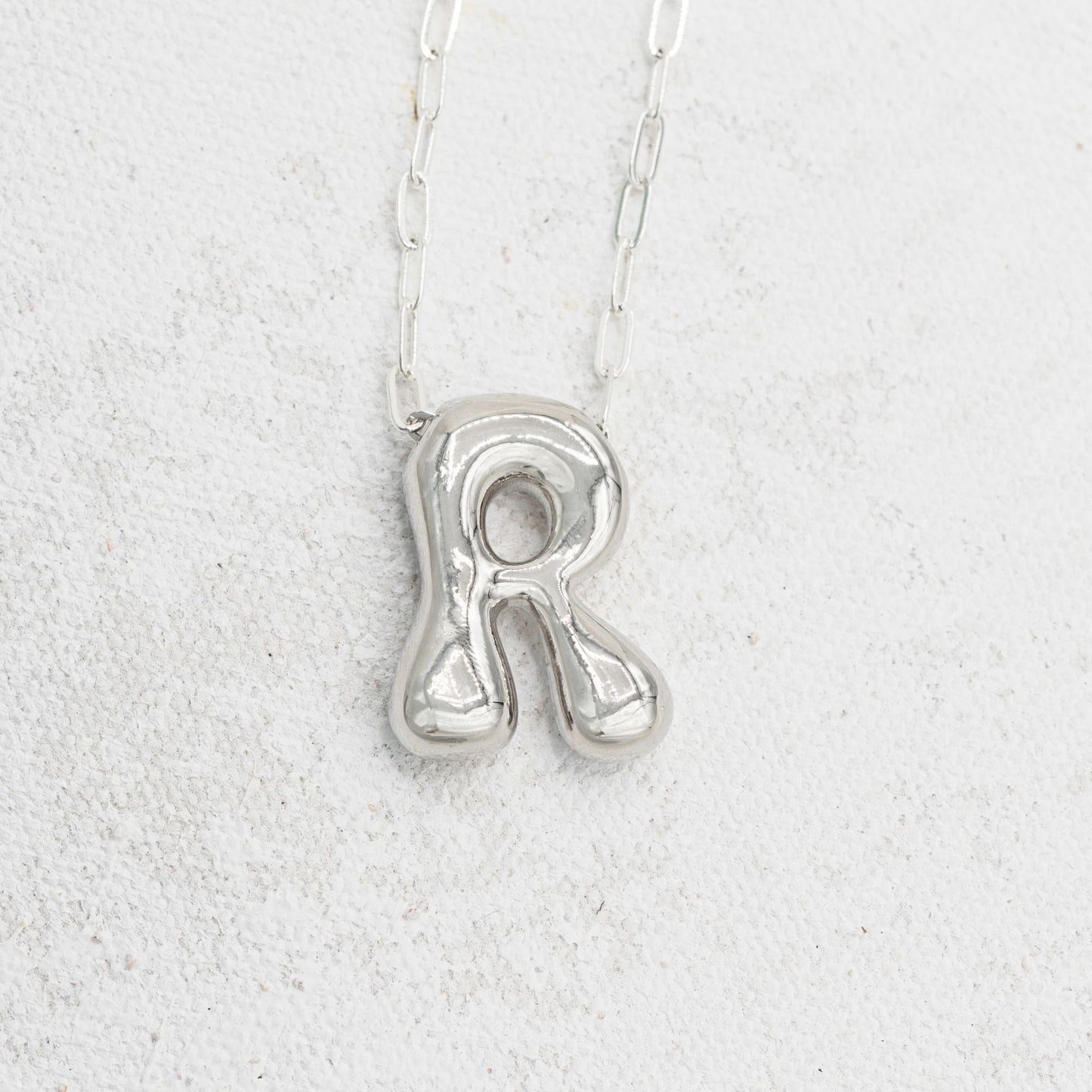 Silver bubble necklace with letters