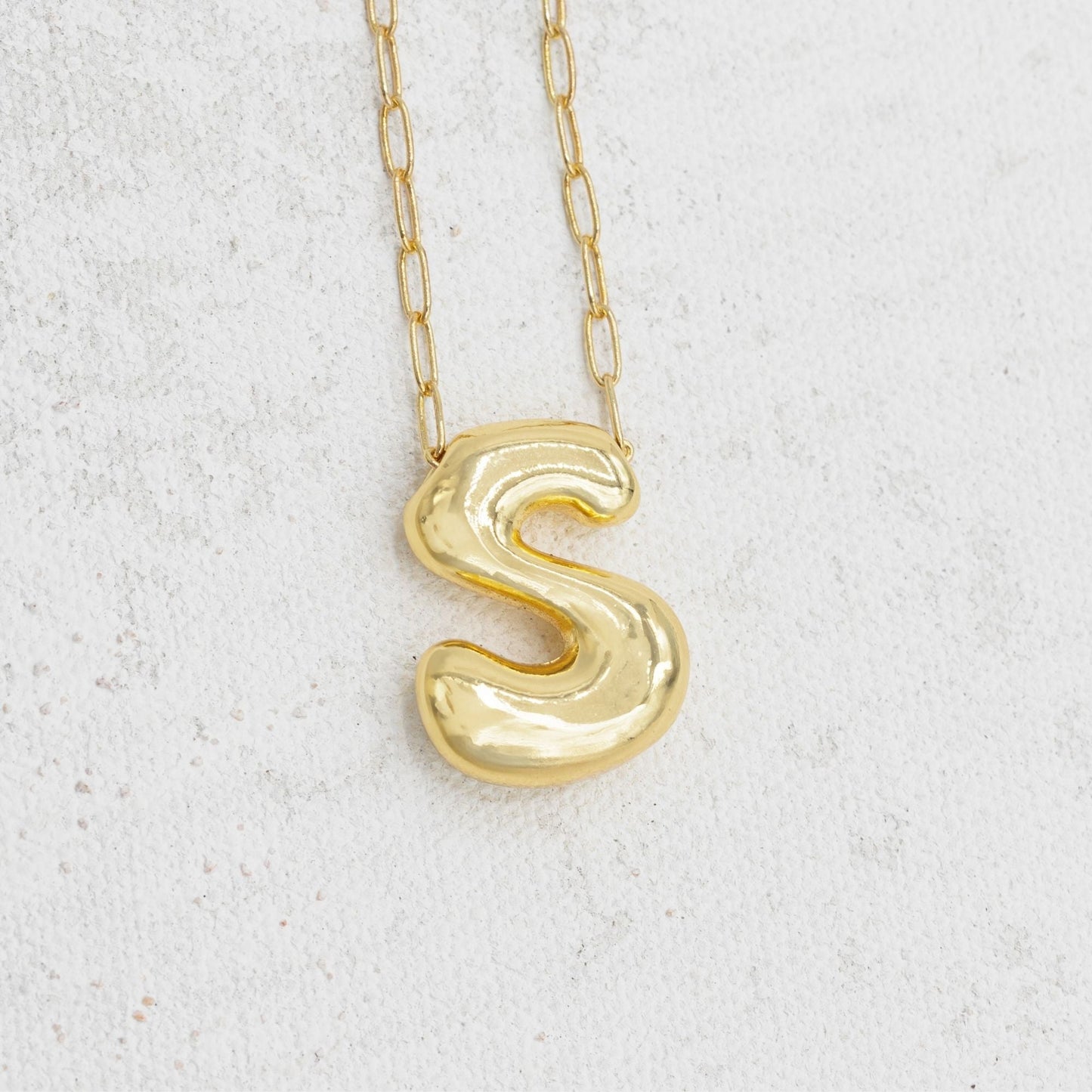 Gold bubble necklace with letters