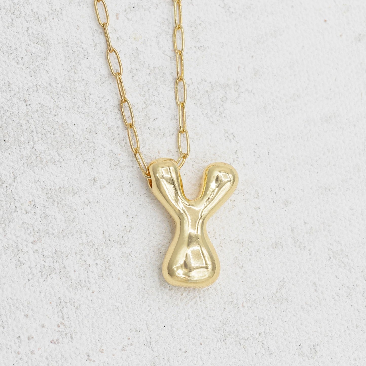 Gold bubble necklace with letters