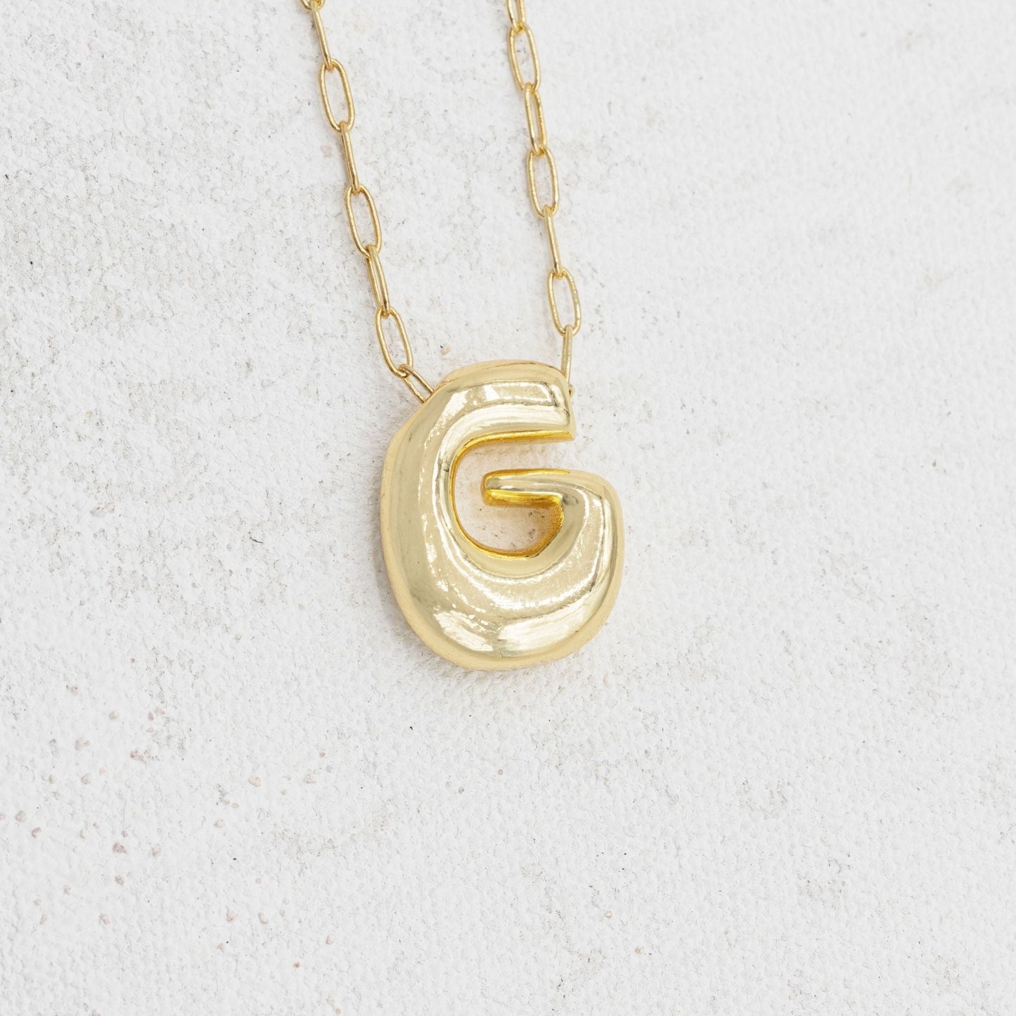 Gold bubble necklace with letters