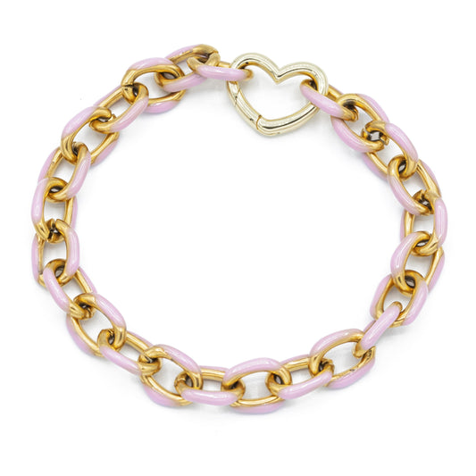 Gold Enamel Chain Bracelet