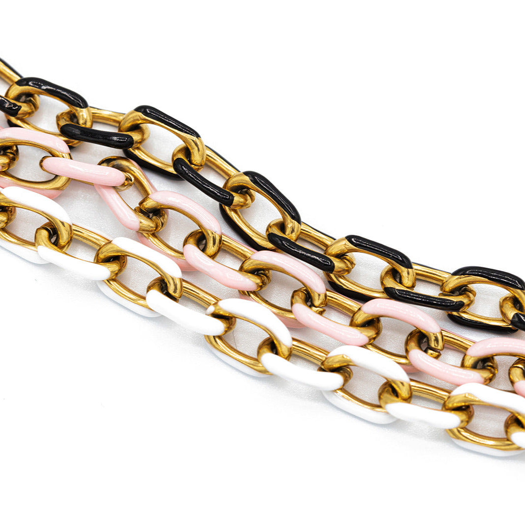 Gold Enamel Chain Bracelet