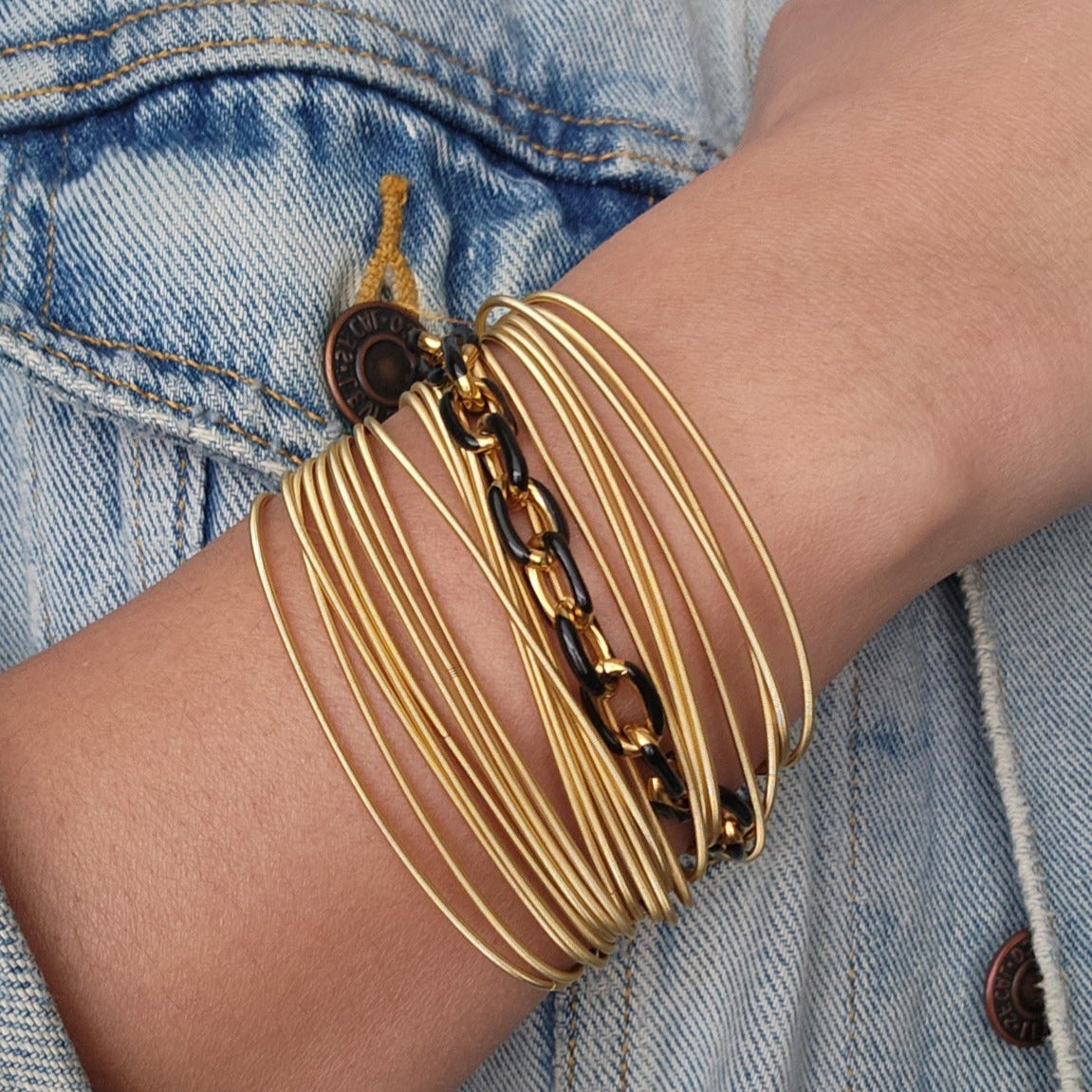 Gold Enamel Chain Bracelet