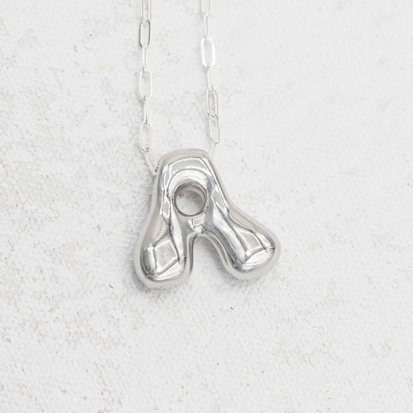 Silver bubble necklace with letters