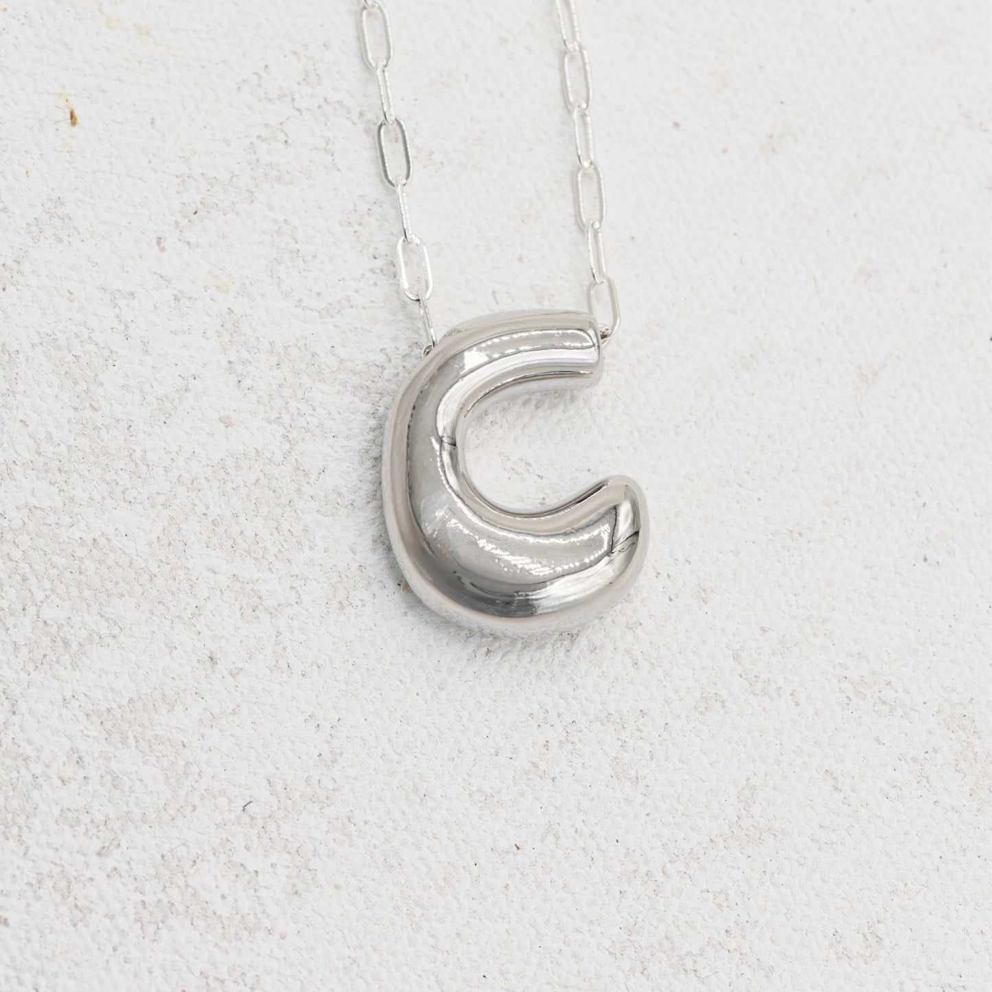 Silver bubble necklace with letters