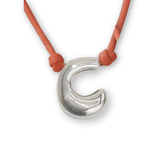 Silver Bubble Letter Rope Necklace