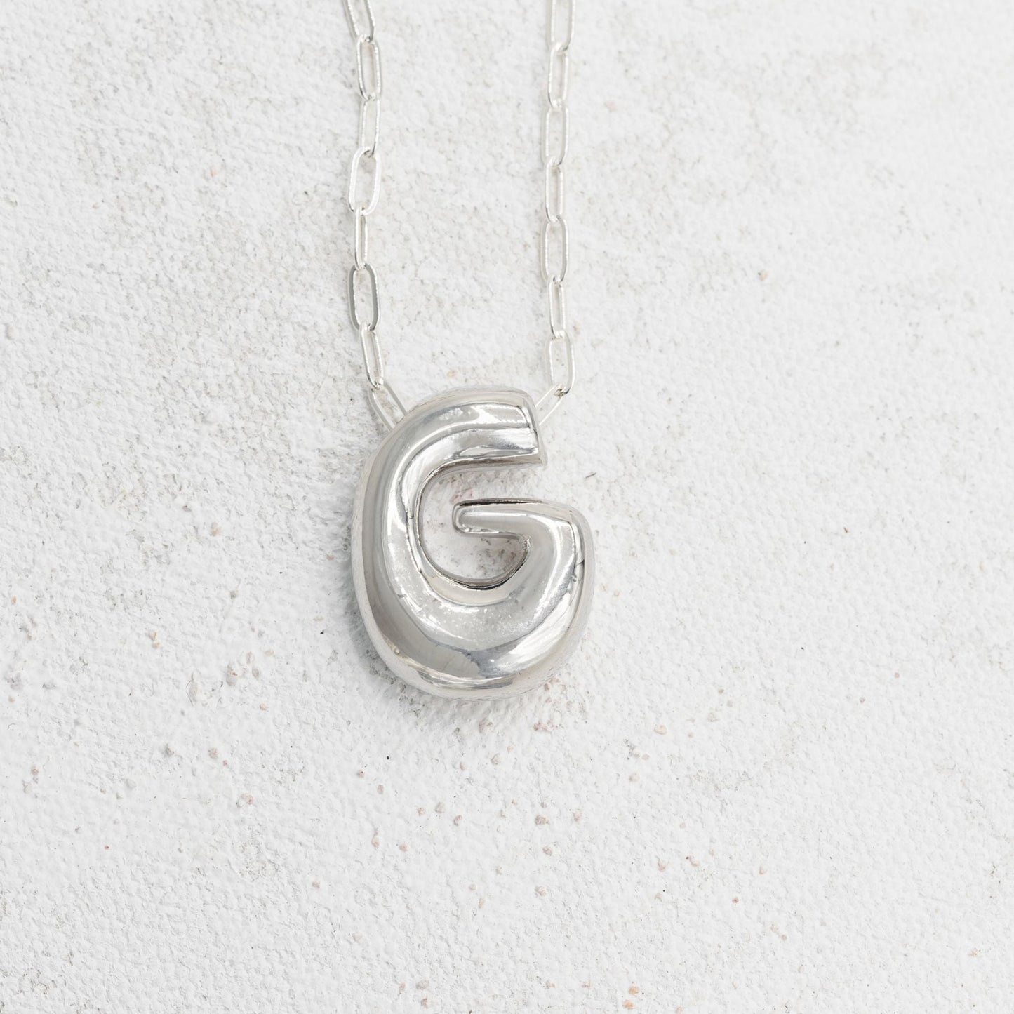 Silver bubble necklace with letters