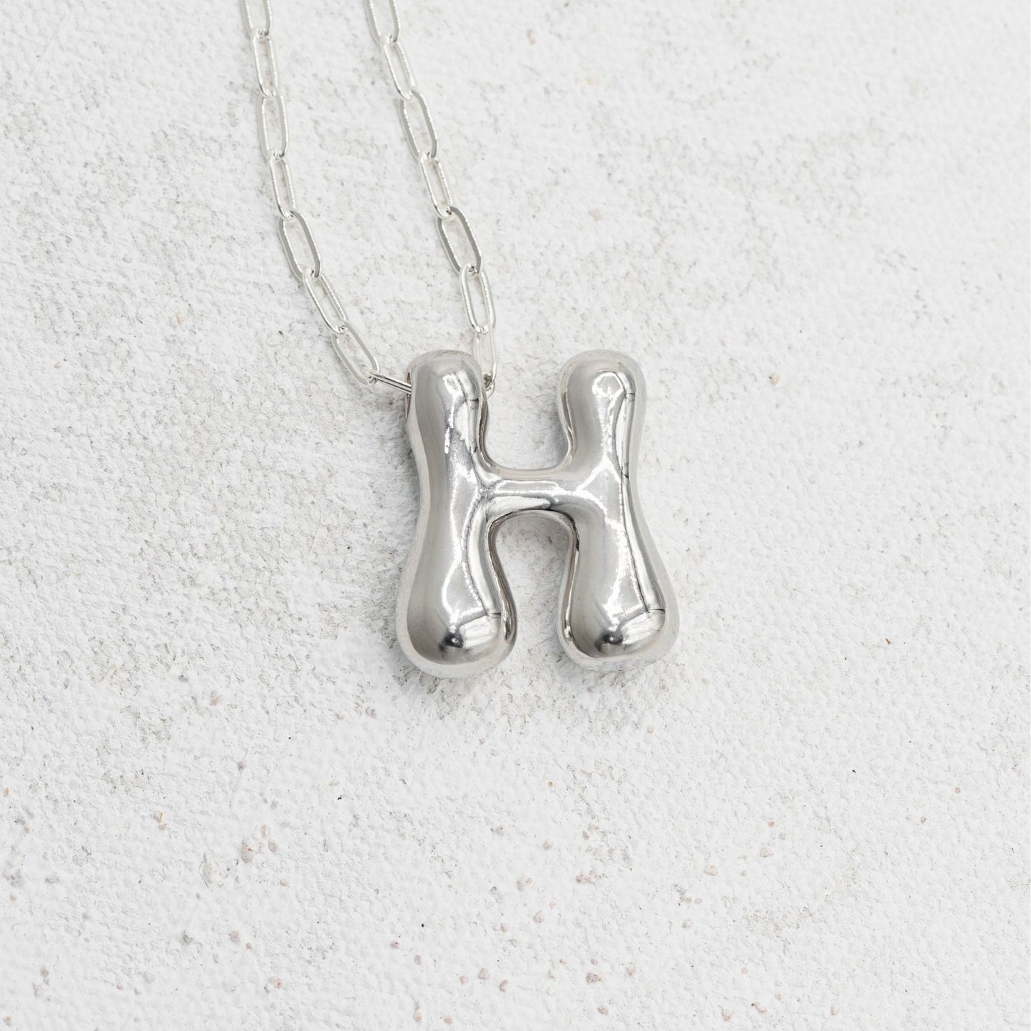 Silver bubble necklace with letters