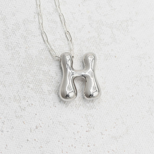 Silver bubble necklace with letters