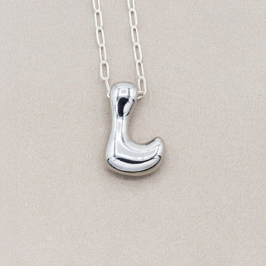 Silver bubble necklace with letters