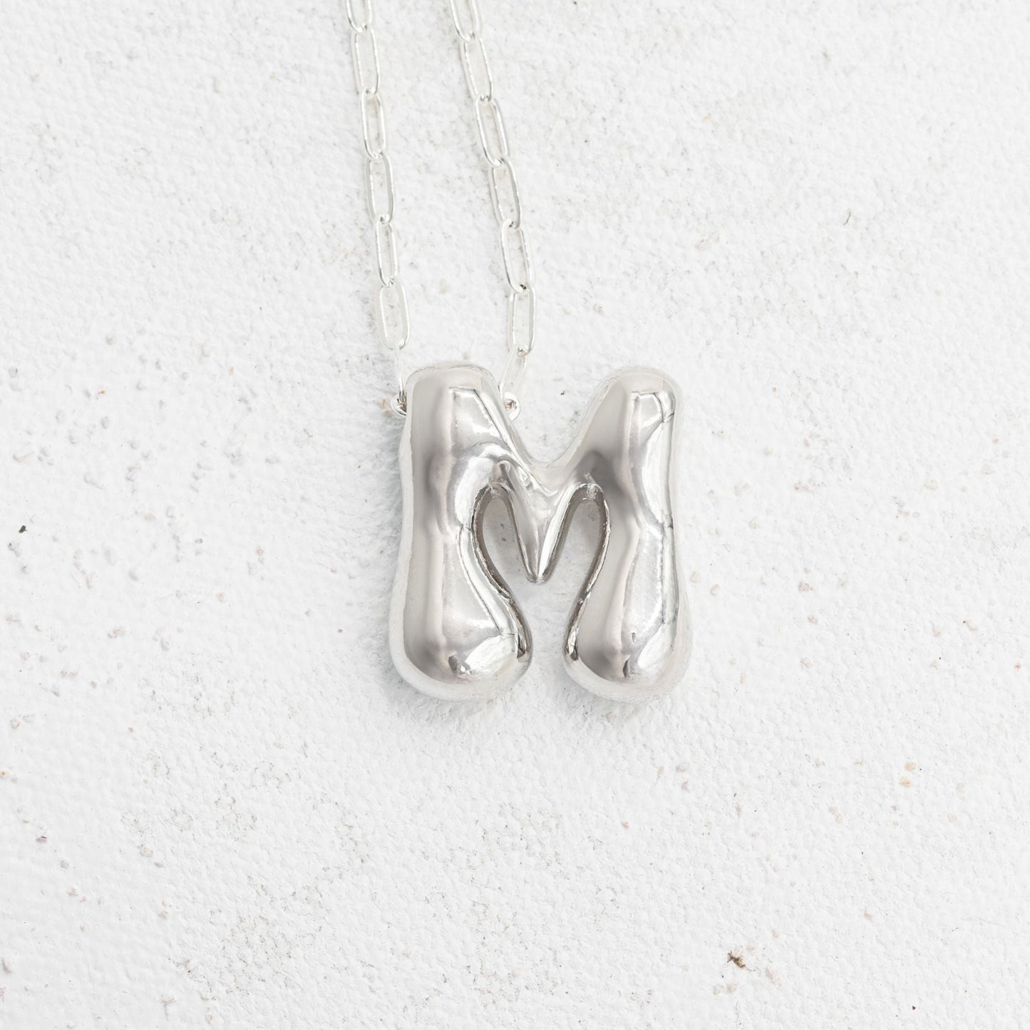 Silver bubble necklace with letters