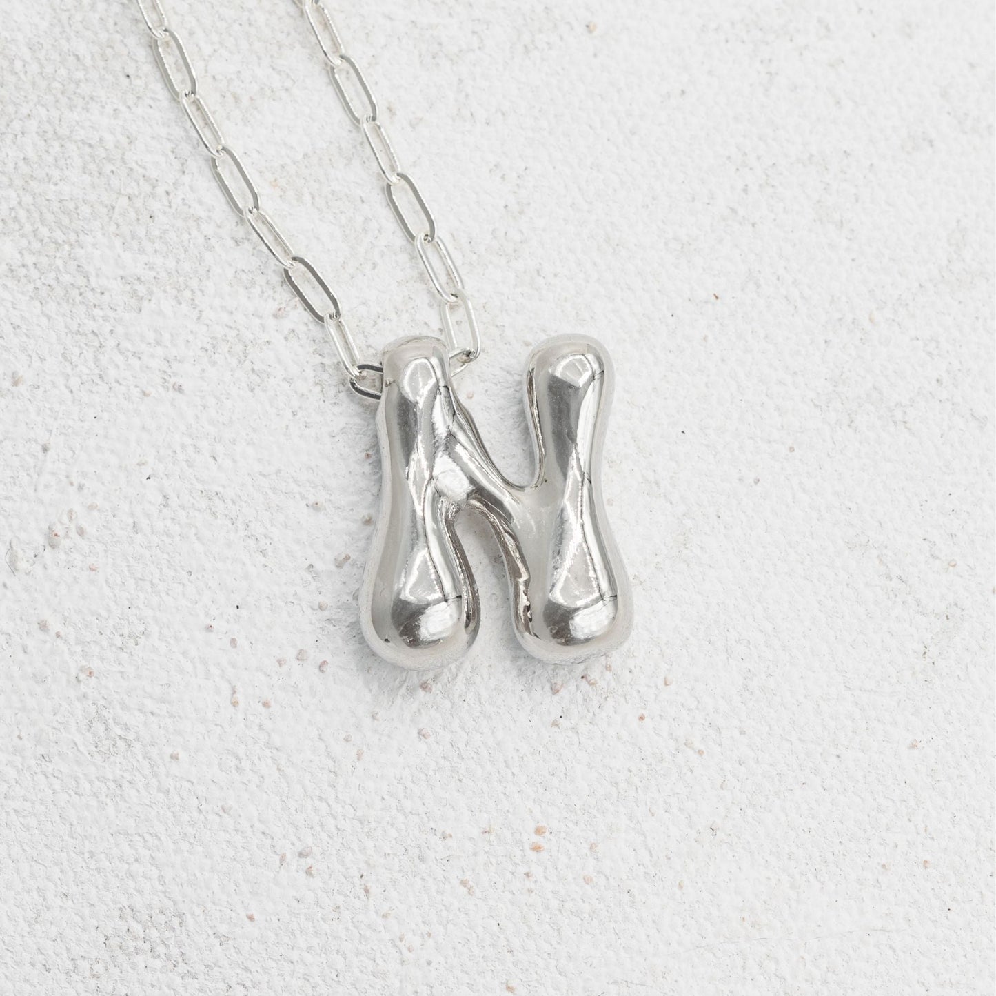 Silver bubble necklace with letters