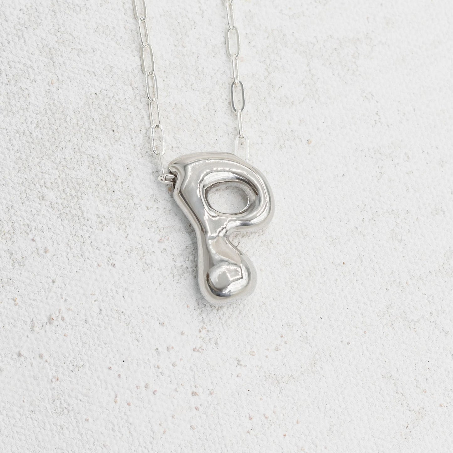 Silver bubble necklace with letters