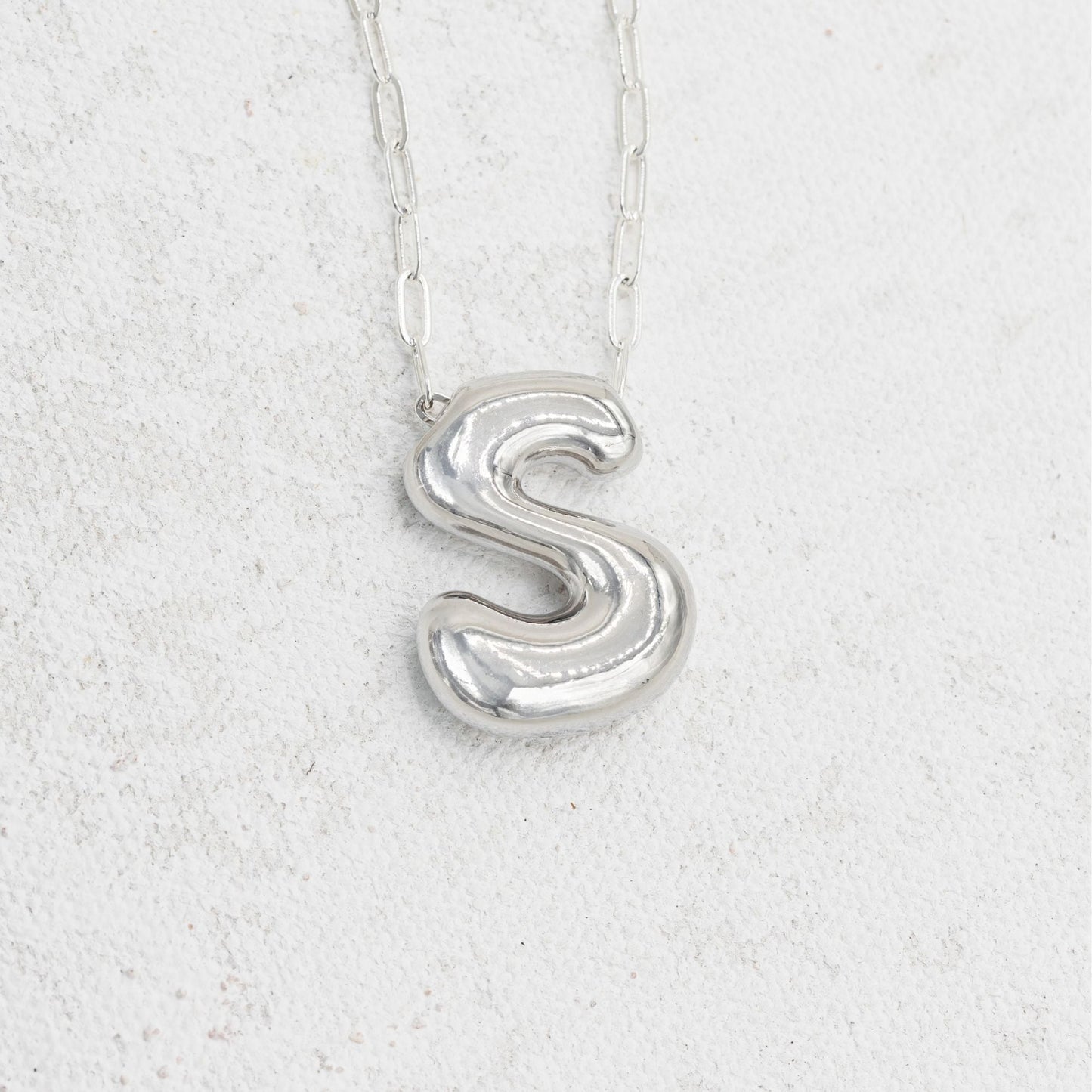 Silver bubble necklace with letters