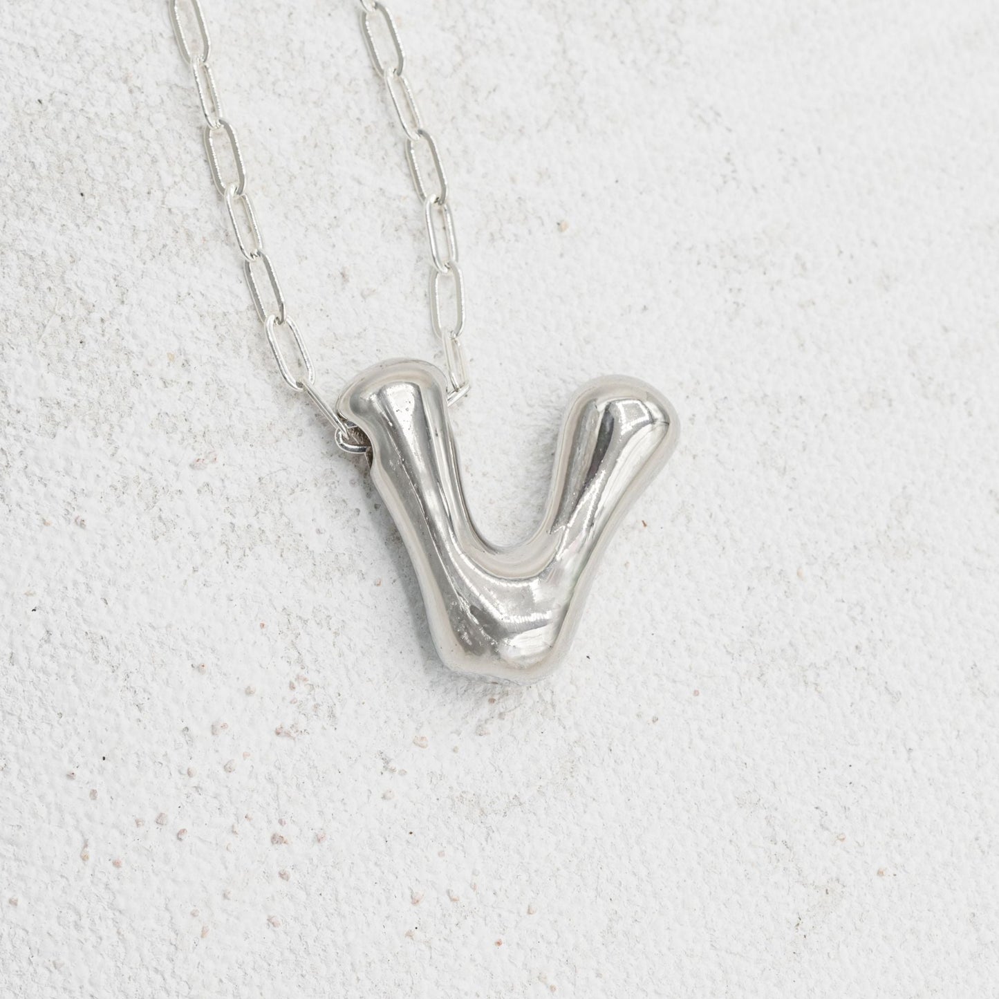 Silver bubble necklace with letters