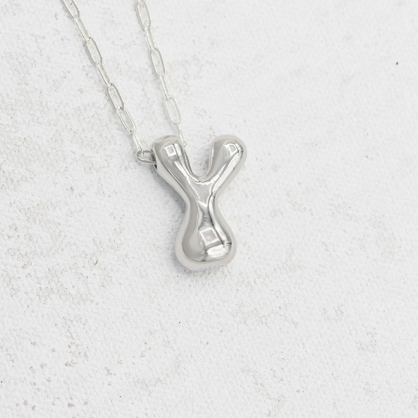 Silver bubble necklace with letters