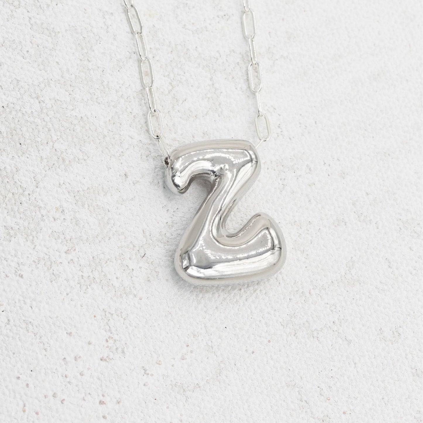 Silver bubble necklace with letters