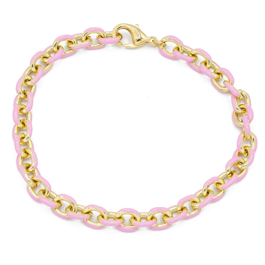 Mini Gold Enamel Chain Bracelet