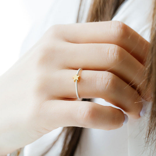 DIA Gold Star Charm Ring