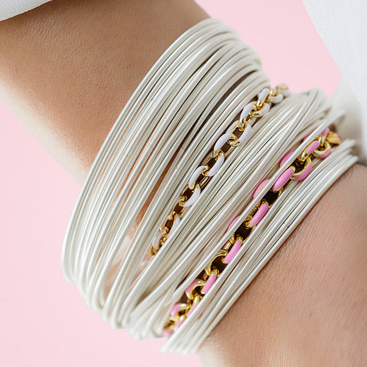 Mini Gold Enamel Chain Bracelet