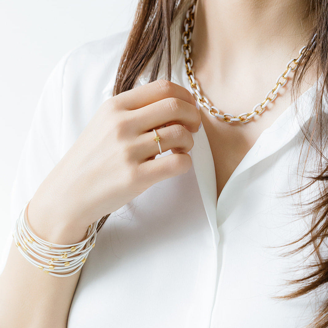 Mini Gold Enamel Chain Necklace